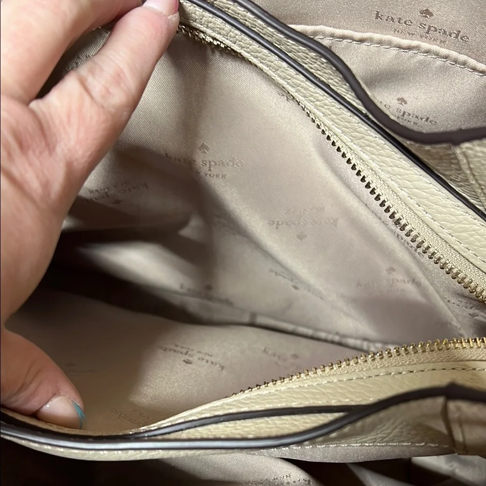 Kate Spade Leila‎ Light Sand Leather Triple Compartment Satchel Bag & wallet Set